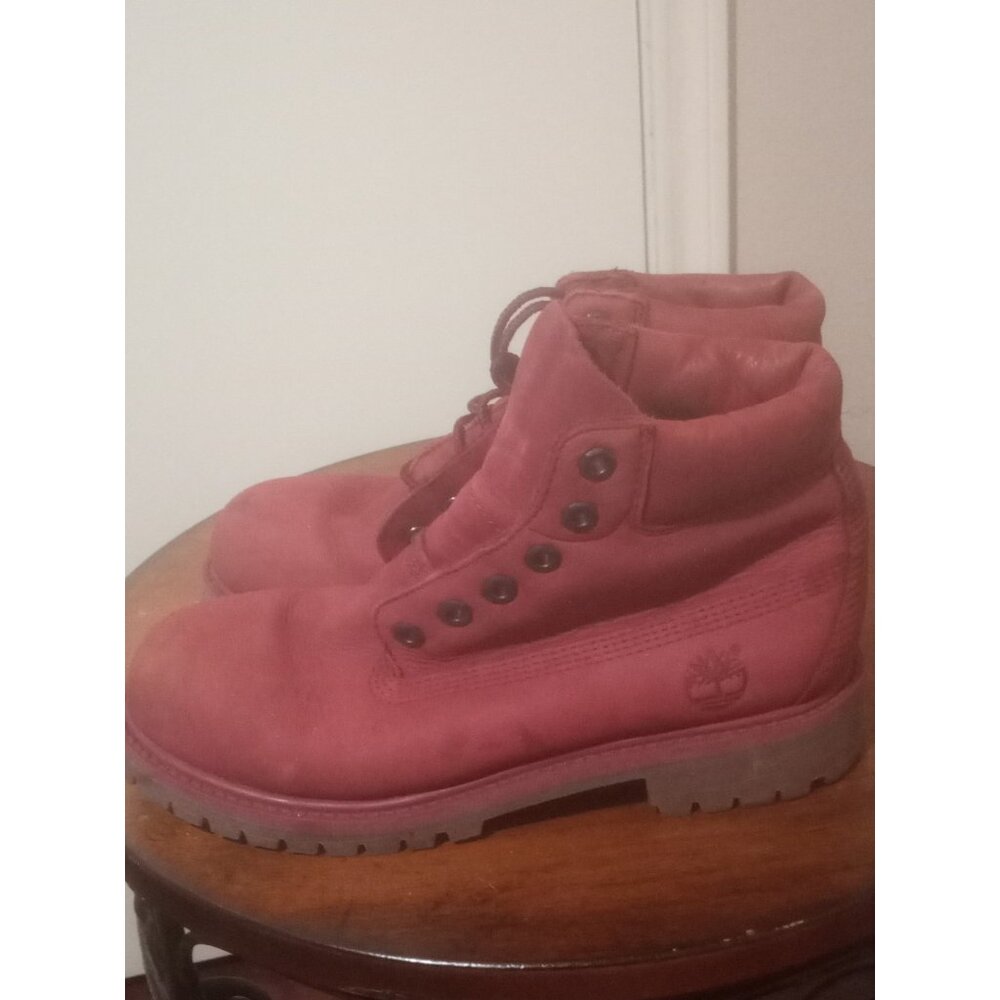 Timberland Premium Waterproof Boots Red Youth Boys Suede Sz 3 - Picture 8 of 13